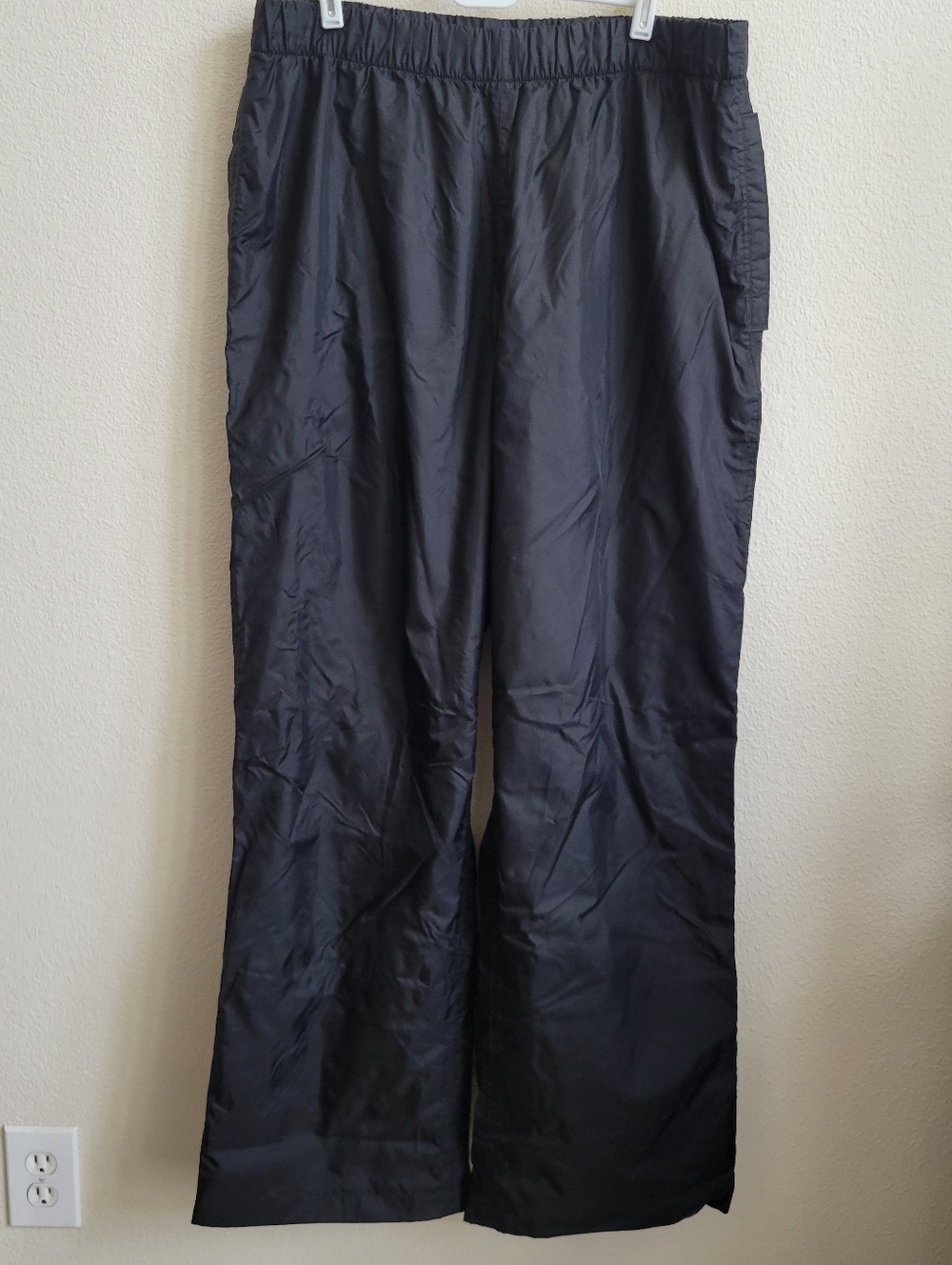Columbia Men Waterproof Pull-On Nylon Pants Black Rain Packable Lightweight XL.